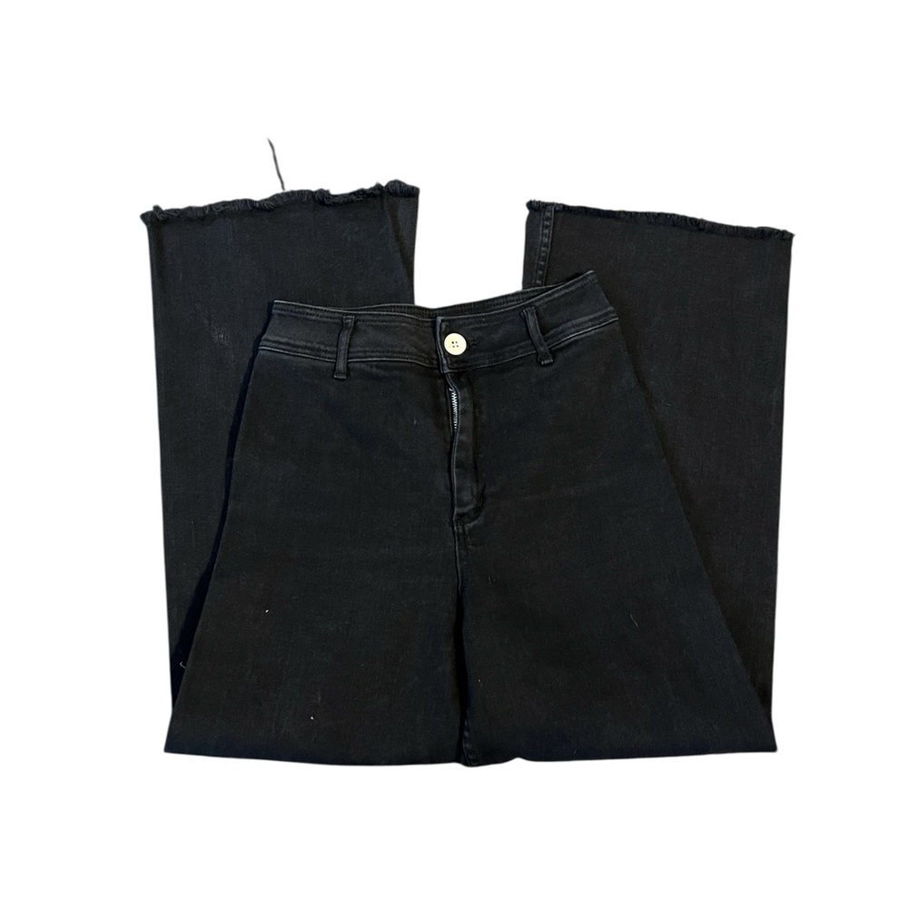 Miou Muse High-Rise Wide-Leg Denim Pants Faded Black Size Medium - Picture 3 of 6